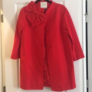 Nwot Stunning Red Kate Spade Bow Coat 